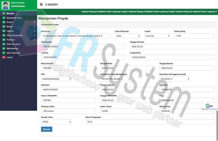 E-Monev - CV. FR-SYSTEM WEB LAMPUNG