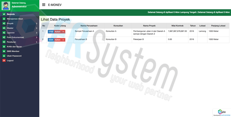 E-Monev - CV. FR-SYSTEM WEB LAMPUNG